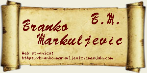 Branko Markuljević vizit kartica